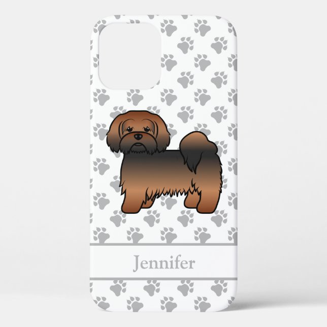 Coques Case-Mate iPhone Lhasa Apso Sable Rouge Chien de Dessin Animé & Nom (Verso)