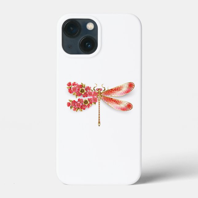 Coques Case-Mate iPhone libellule de fleurs avec sakura de bijoux (Verso)