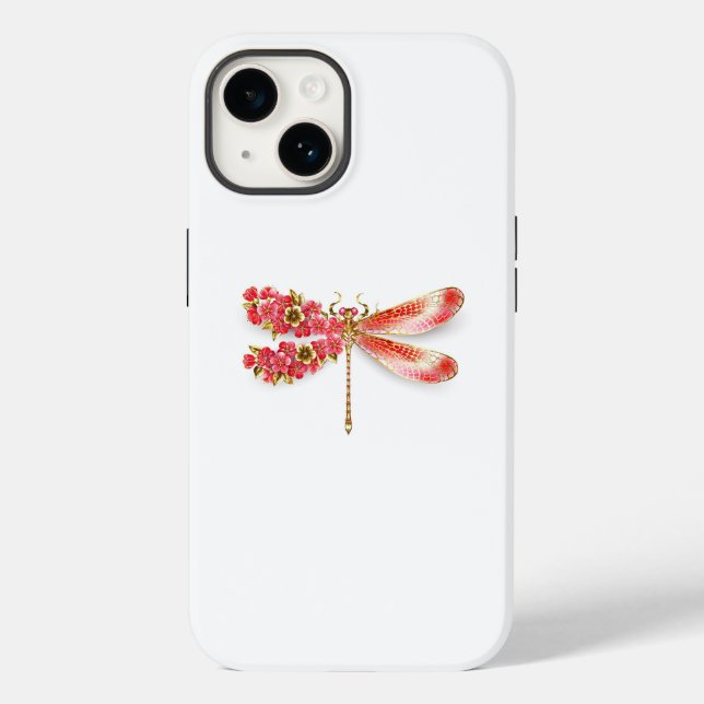 Coques Case-Mate iPhone libellule de fleurs avec sakura de bijoux (Verso)