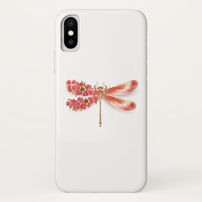 Coques Case-Mate iPhone libellule de fleurs avec sakura de bijoux (Dos)