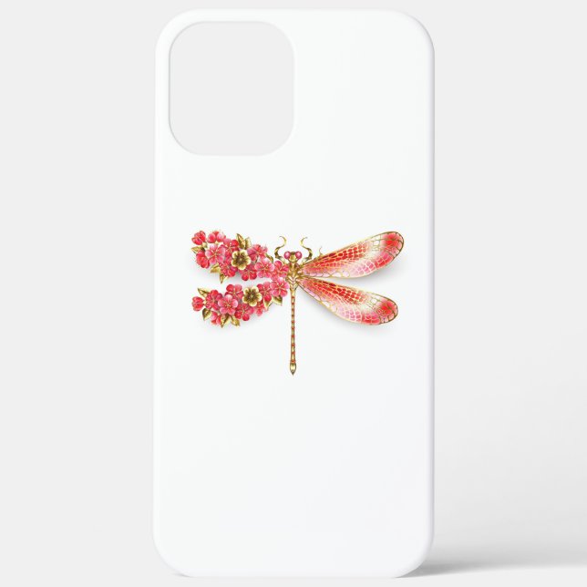 Coques Case-Mate iPhone libellule de fleurs avec sakura de bijoux (Verso)