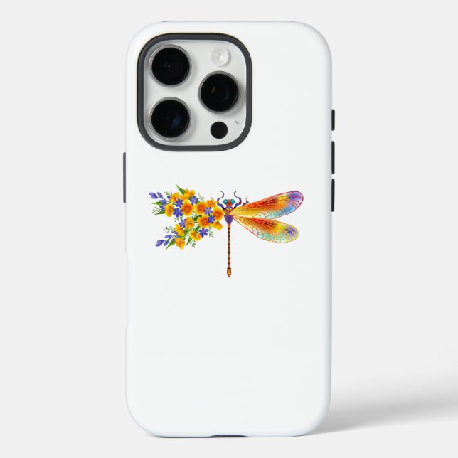Coques Case-Mate iPhone libellule de fleurs jaunes (Verso)