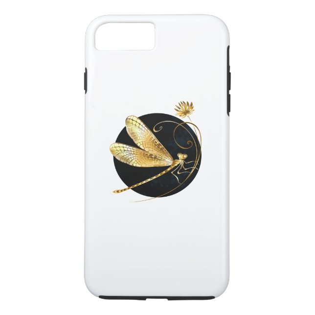 Coques Case-Mate iPhone libellule d'or en cercle noir (Dos)