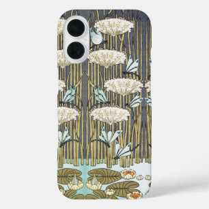 Coque Pour iPhone 16 Libellule et Lys Vintage Vert Sauge Art