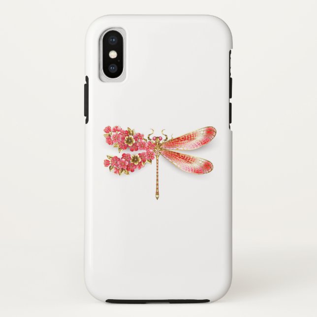 Coques Case-Mate iPhone Libellule fleur avec bijoux sakura (Dos)