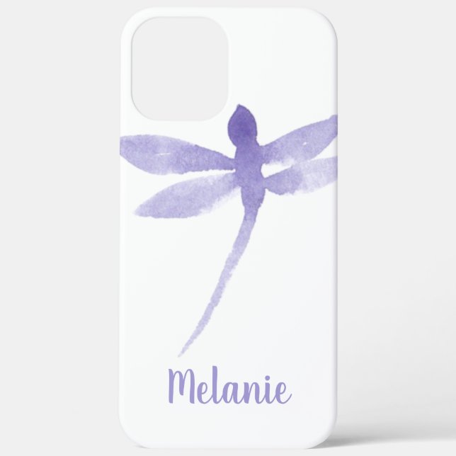 Coques Case-Mate iPhone Libellules Aquarelle Monogramme Violet Nom (Verso)