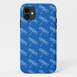 Coques Pour iPhone Libellules, bleu pâle sur bleu denim