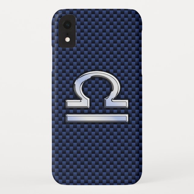 Coques Case-Mate iPhone Libra Zodiac Connexion en fibre de carbone bleu (Dos)