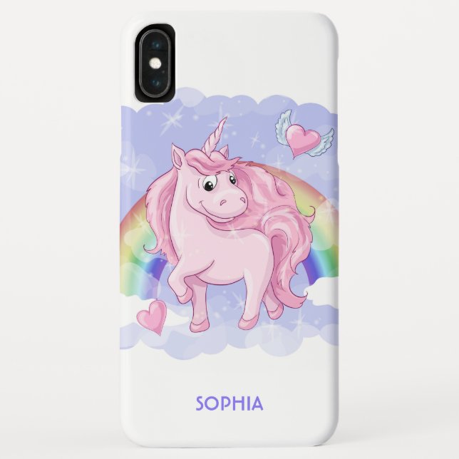 Coques Case-Mate iPhone Licorne Arc-en-ciel Nom Personnalisé (Dos)