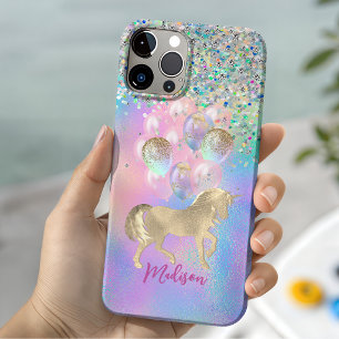 Case-Mate iPhone Case Licorne arc-en-ciel pailletée ballons monogramme