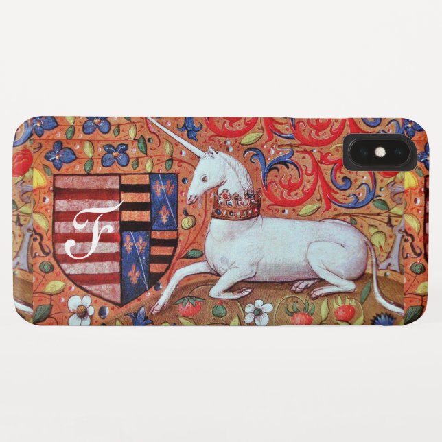 Coques Case-Mate iPhone LICORNE Brun Parchemin Monogramme (Dos (Horizontal))