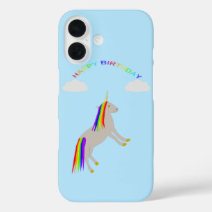 Coque Pour iPhone 16 Licorne de fantaisie Anniversaire Arc-en-ciel et N