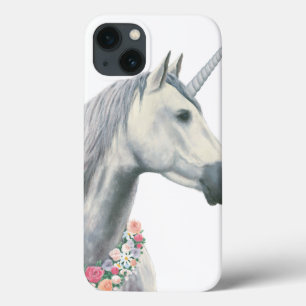 Coques Pour iPhone Licorne d'esprit avec des fleurs autour de cou