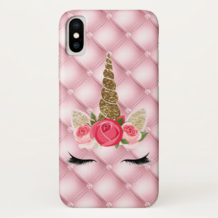 Case-Mate iPhone Case Licorne Fille Paillettes Dorées et Roses Roses Ten