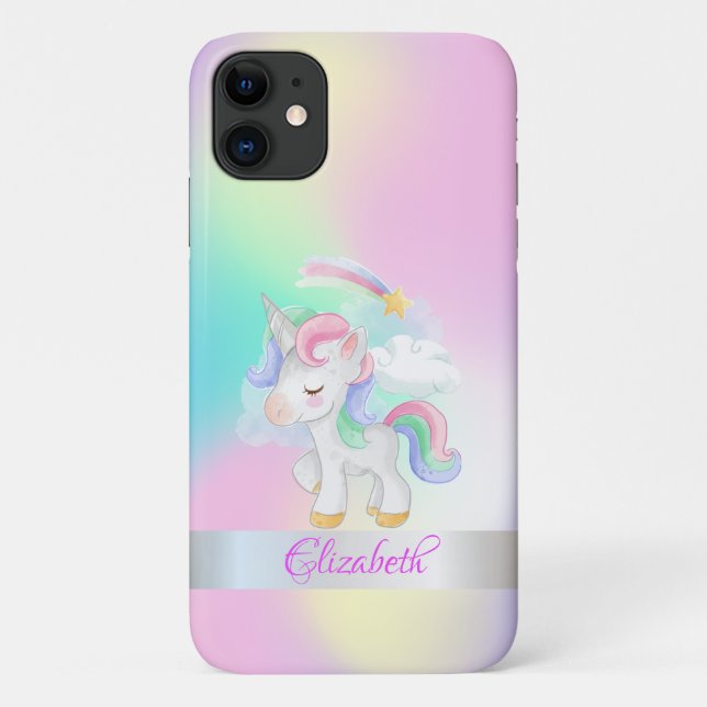 Coques Case-Mate iPhone Licorne Mignonne Holographique Ombrée (Dos)