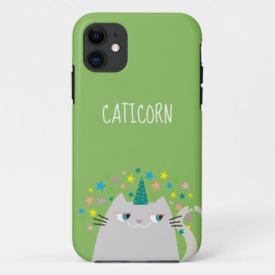 Coque iPhone 11 Licorne Monogrammée Chat Mignon