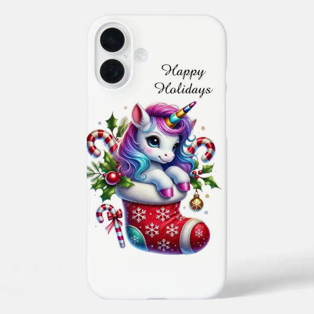 Coques Case-Mate iPhone Licorne personnalisable pour les fêtes de Noël (Verso)