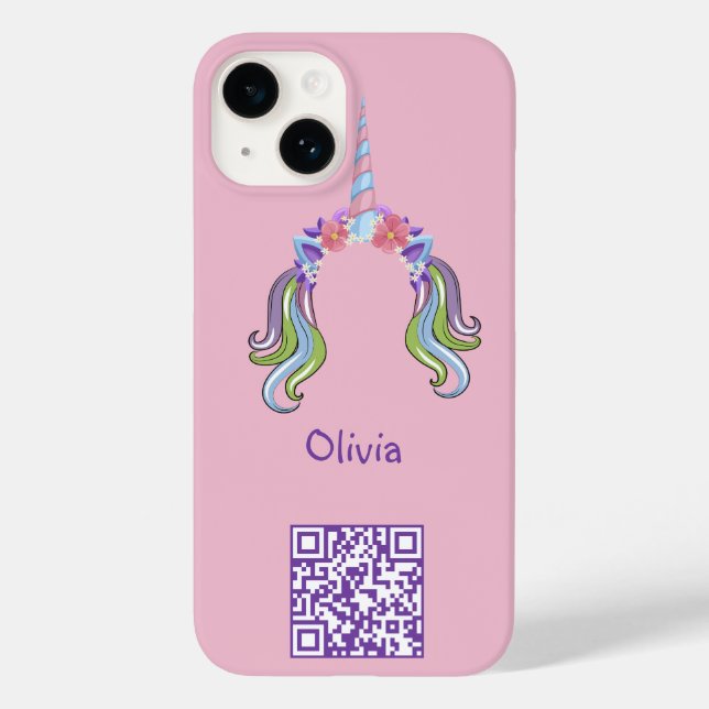 Coques Case-Mate iPhone Licorne Rose et Lilas Photo et Nom  (Verso)