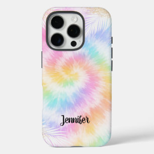 Coque iPhone 16 Pro Lien Tie-Dye Pastel Rose Chic Féminin