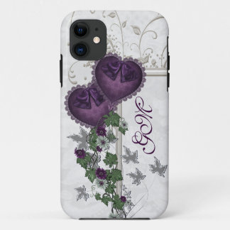 Case-Mate iPhone Case Lierre élégant et coeurs pourpres