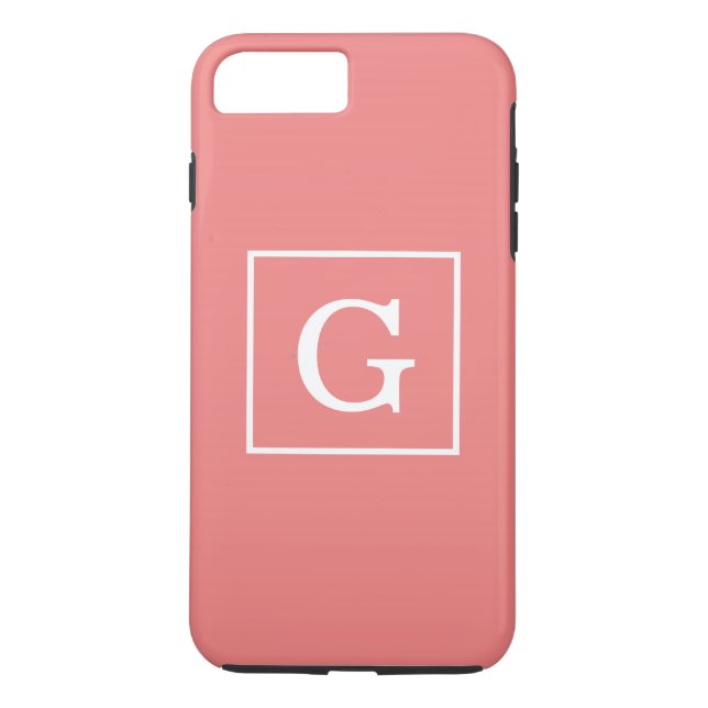 Coques Case-Mate iPhone Light Coral White Framed Initial monogram (Dos)