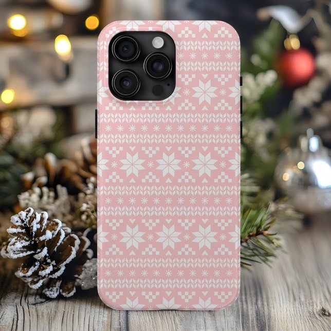 Coques Case-Mate iPhone Light Rose Fair Isle Sweat de Noël Motif (Créateur téléchargé)