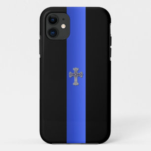 Coque Case-Mate iPhone Ligne Bleue Mince LE Prière Pour Sécurité Croix Or