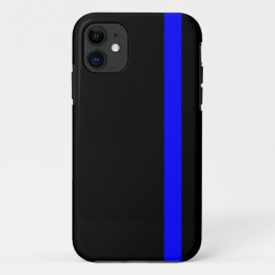 Coque iPhone 11 Ligne Bleue Mince Symbolique Noir vertical