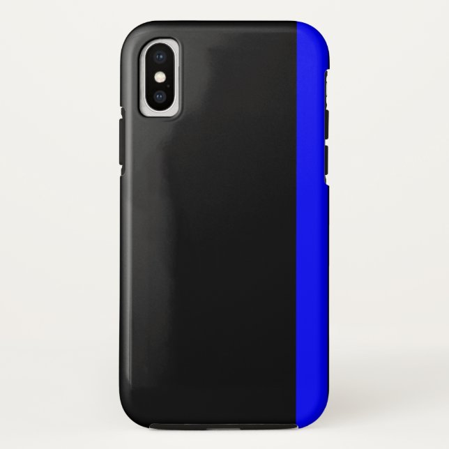 Coques Case-Mate iPhone Ligne Bleue Mince Symbolique Noir vertical (Dos)