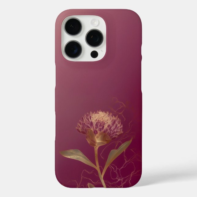 Coques Case-Mate iPhone Ligne de fleurs botaniques Deep Red Gold (Verso)
