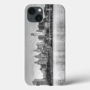 iPhone 13 Coque Ligne d'horizon Philadelphie en noir et blanc