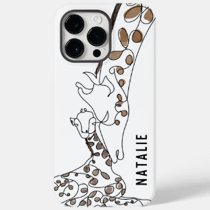 Coque Case-Mate iPhone Ligne Giraffe moderne Art Nom Blanc