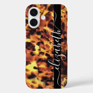 Coque Pour iPhone 16 Ligne noire écriture blanche Votre nom Tortue