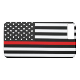 Coque iPhone 7 Plus Ligne rouge mince drapeau américain