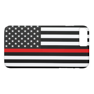 Coque iPhone 7 Plus Ligne rouge mince drapeau américain