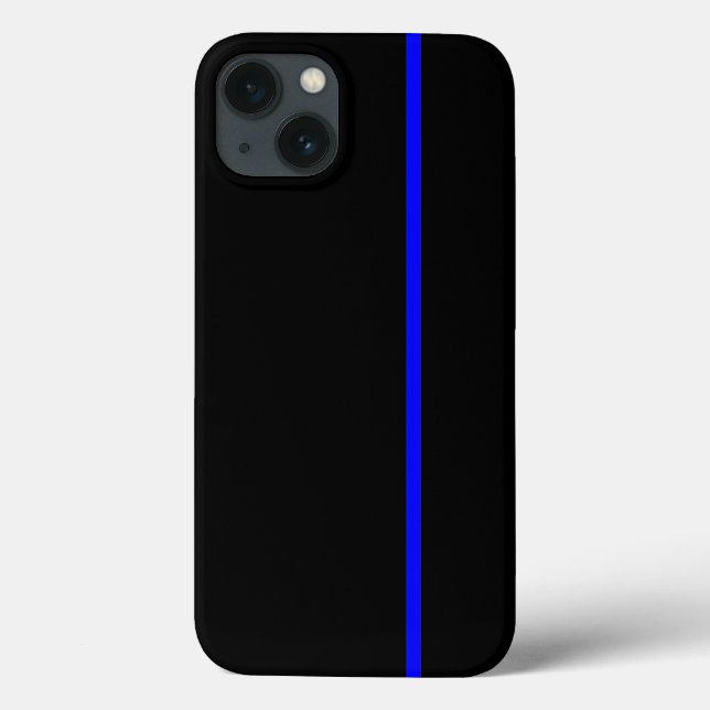Coques Case-Mate iPhone Ligne verticale mince bleue sur noir (Verso)