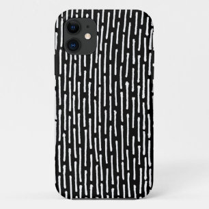 Coque iPhone 11 Lignes cassées - Blanc sur Noir
