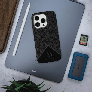 Coque iPhone 16 Pro Lignes courbes géométriques modernes en noir et gr
