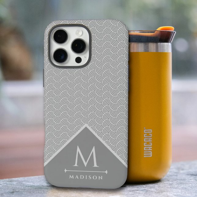 Coques Case-Mate iPhone Lignes courbes géométriques modernes en noir et gr (Créateur téléchargé)