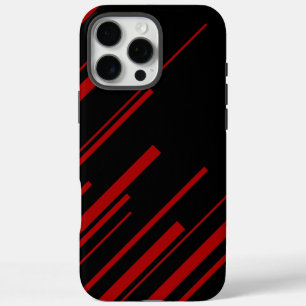 Coque iPhone 16 Pro Max Lignes diagonales en rouge et noir