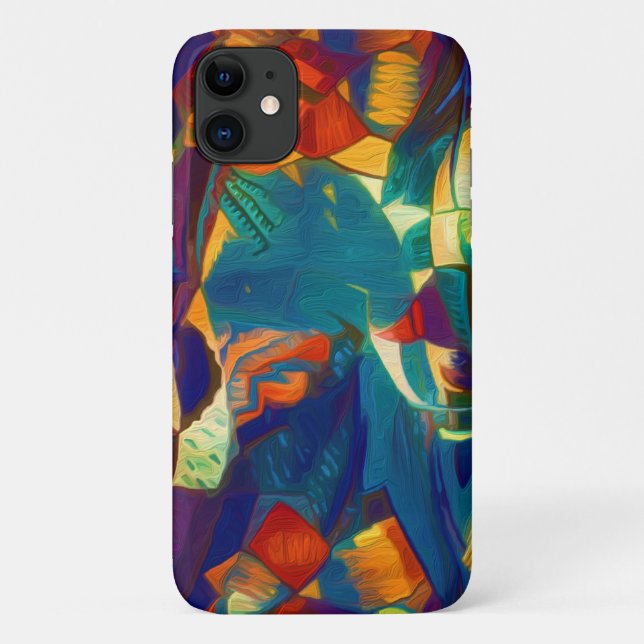 Coques Case-Mate iPhone Lignes Florales rouges bleues modernes Peinture d' (Dos)