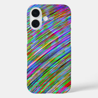 Coque Pour iPhone 16 Lignes incurvées de l'arc-en-ciel de néon funky