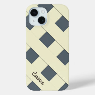 Coque Pour iPhone 15 Lignes jaunes pastel de croisement géométrique ave