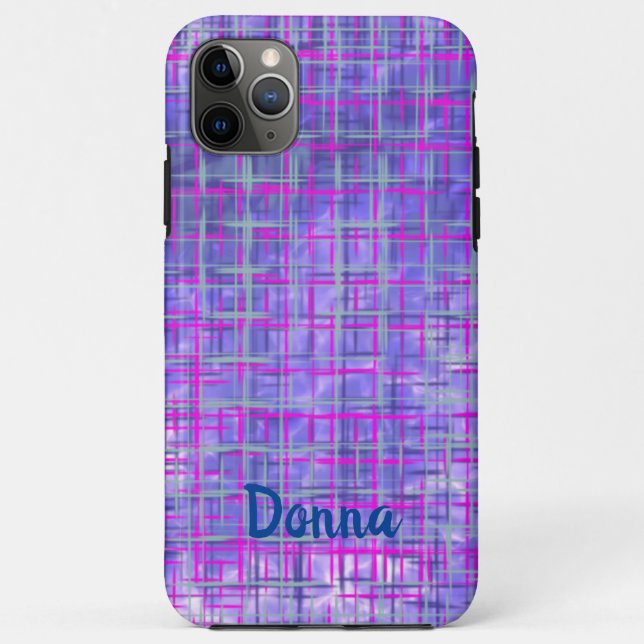 Coques Case-Mate iPhone Lignes modernes de grille violet et rose abstrait (Dos)