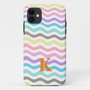 Case-Mate iPhone Case Lignes modernes Wavy   Pastel Waves Monogram