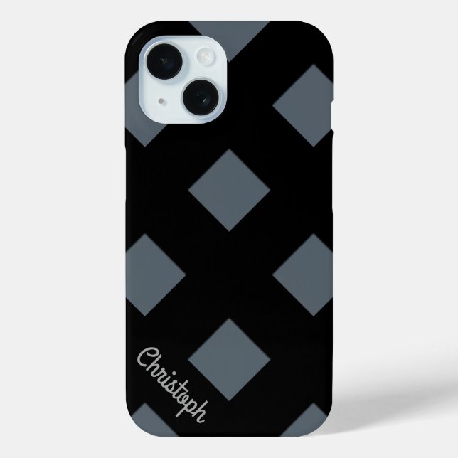 Coques Case-Mate iPhone Lignes noires de croisement géométrique avec nom (Verso)