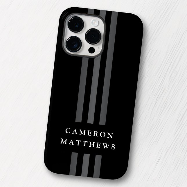 Coques Case-Mate iPhone Lignes sombres élégantes moderne monogrammed noir (Créateur téléchargé)
