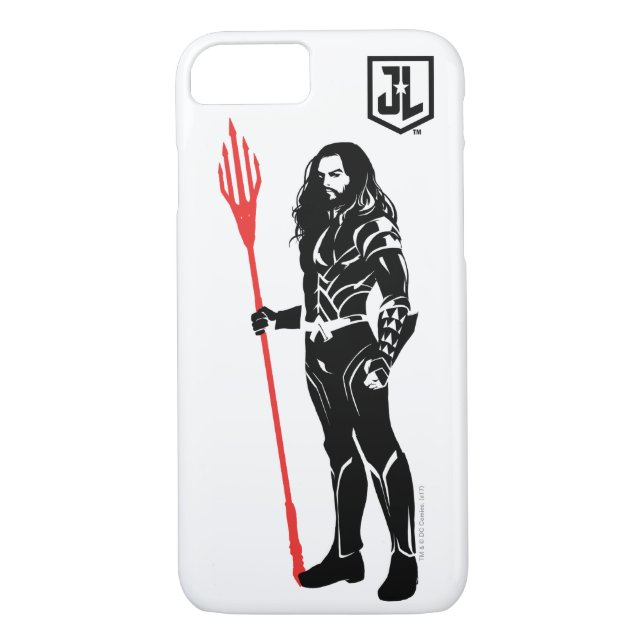Coques Case-Mate iPhone Ligue de Justice | Aquaman Pose Noir Pop Art (Dos)