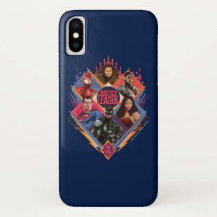 Coque iPhone X Ligue de Justice   Insigne du groupe de hachures d