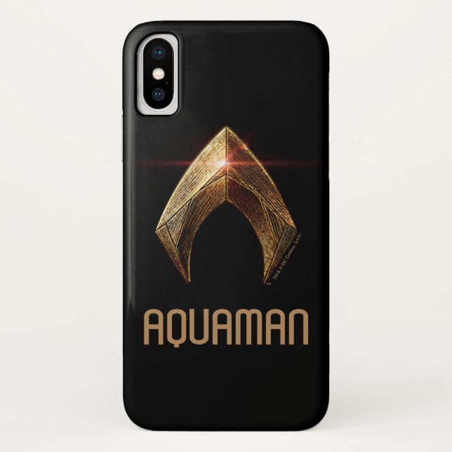 Coques Case-Mate iPhone Ligue de Justice | Symbole d'aquaman métallique (Dos)